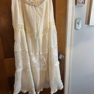White boho maxi skirt